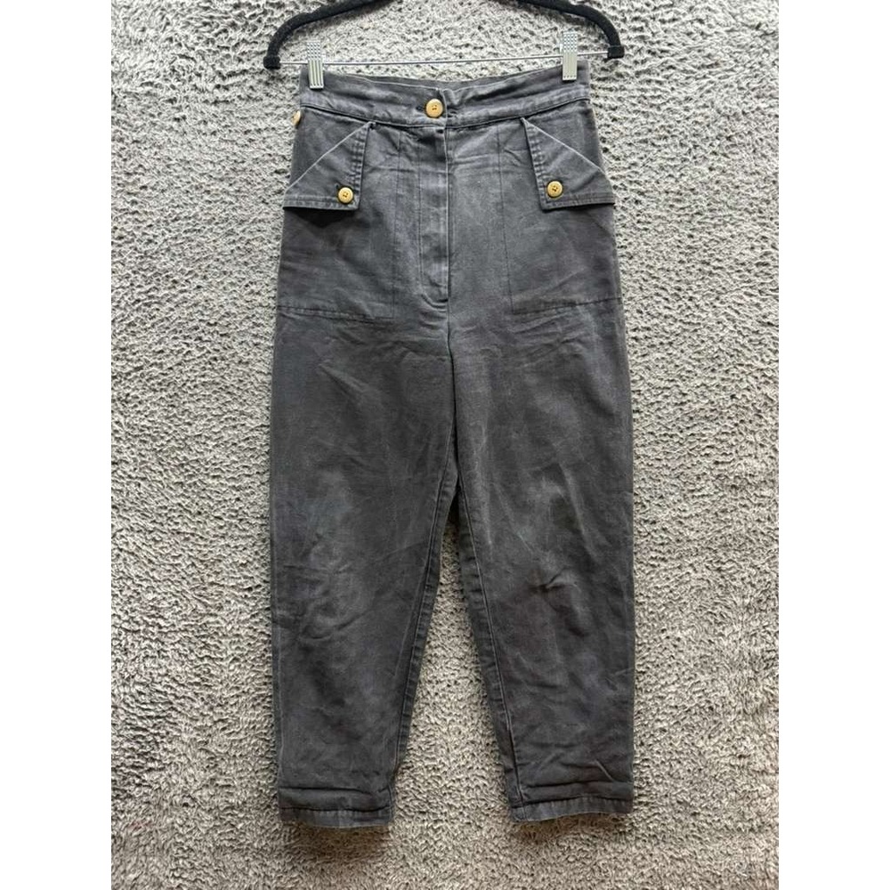 Ilana Kohn Huxie High Rise Canvas Tapered Pants Charcoal Grey Womens Size 2